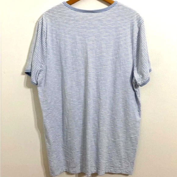 BROOKS BROTHERS Henley Shirt Adult Extra Large Blue White Striped Mens - Picture 3 of 10
